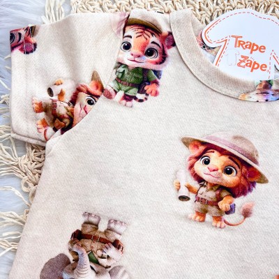 Conj. Camiseta Safari Baby e Bermuda - Areia